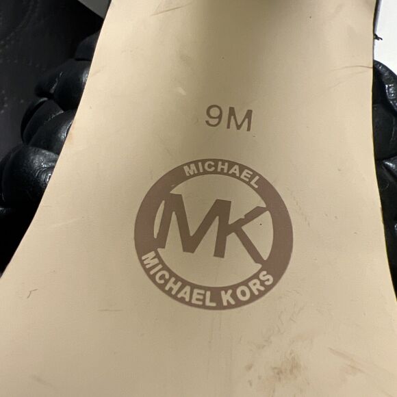 Michael Kors Amelia Mule Black Leather Sandal Heel SZ 9M Summer Resort Chic Cute - Picture 10 of 13